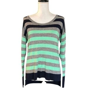 C&C California Button Back Striped Sweater Women’s SZ Small Green Grey NEW